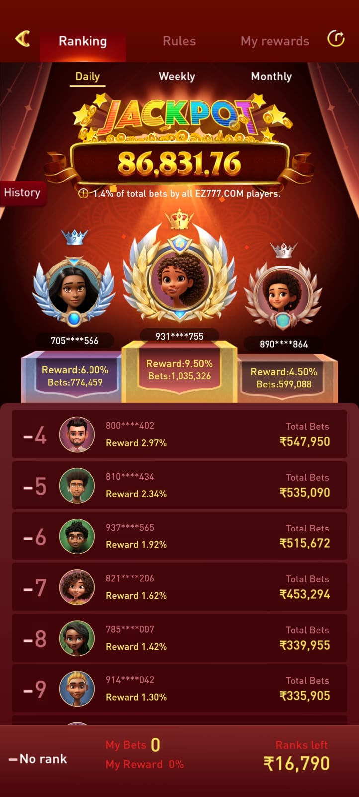 EZ777 Game dashboard featuring casino games, slot games, Aviator, sports betting, jackpot rewards, free spins, deposit bonuses, and player rankings.