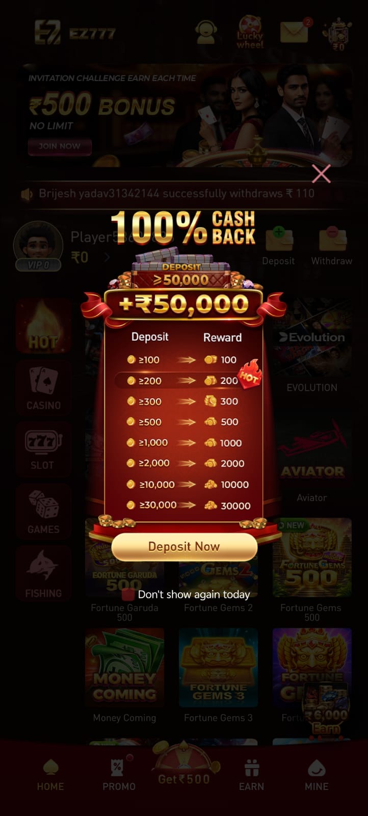 EZ777 Game dashboard featuring casino games, slot games, Aviator, sports betting, jackpot rewards, free spins, deposit bonuses, and player rankings.